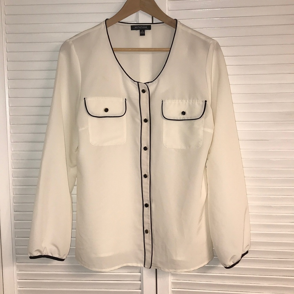Black and Cream button down blouse